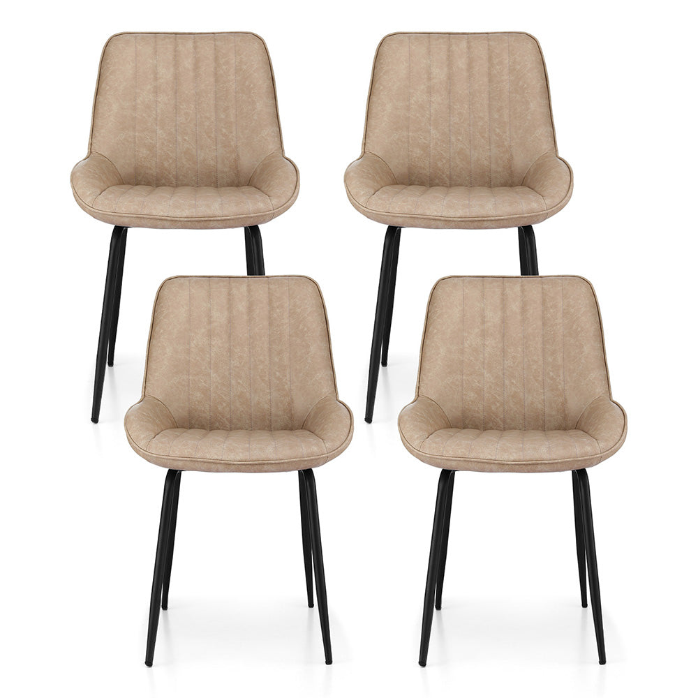 Artiss 4x Dining Chairs Retro PU Leather Kitchen Lounge Cafe Accent Chair Khaki