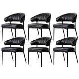 Artiss Dining Chairs Set of 6 Leather Hollow Armchair Black