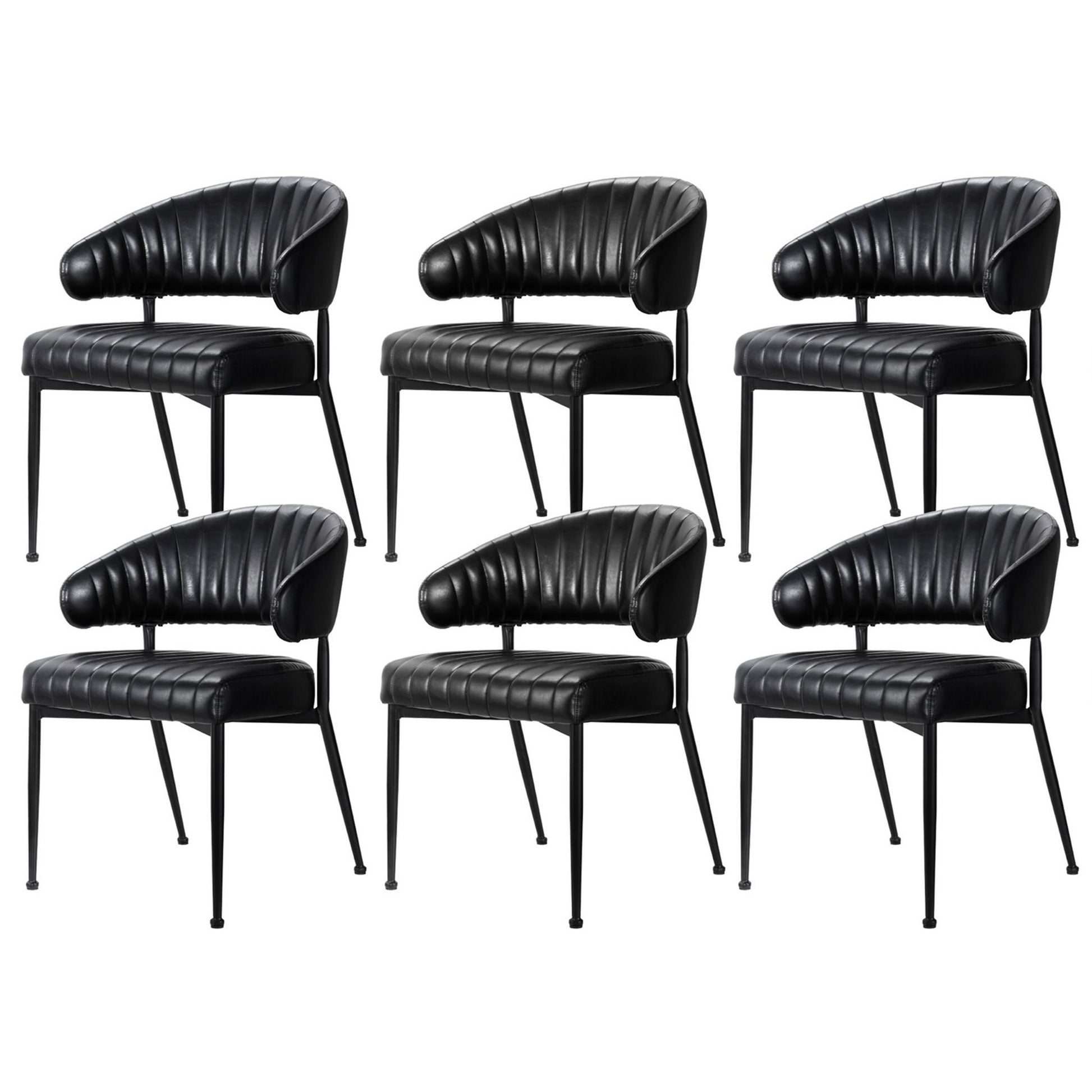 Artiss Dining Chairs Set of 6 Leather Hollow Armchair Black
