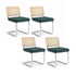 Artiss Dining Chairs Set of 4 Velvet Rattan Cantilever Green
