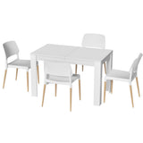 1 Artiss Dining Table and 4 Chairs Set White Wood