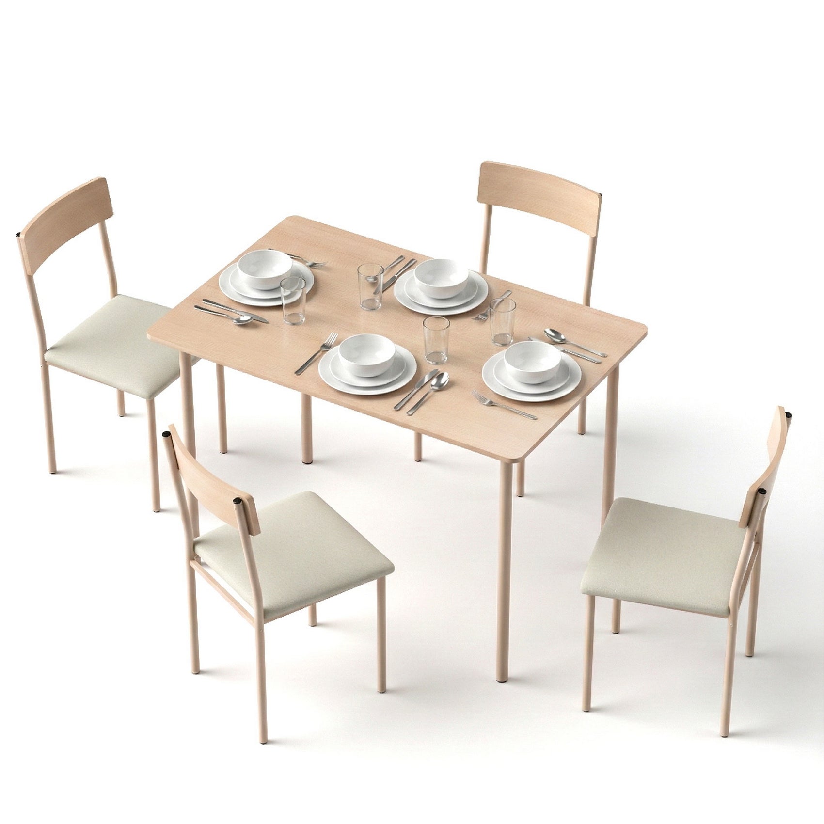 Artiss Dining Table and Chairs Set of 5 Compact Kitchen Furniture Natural Beige