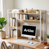 Artist Desk Organizer 2-Tier Desk Shelf 24cm Depth for Unblocked Monitor View Asymmetrical Desk Hutch Dorm for WFH & Gaming Heavy-Duty
