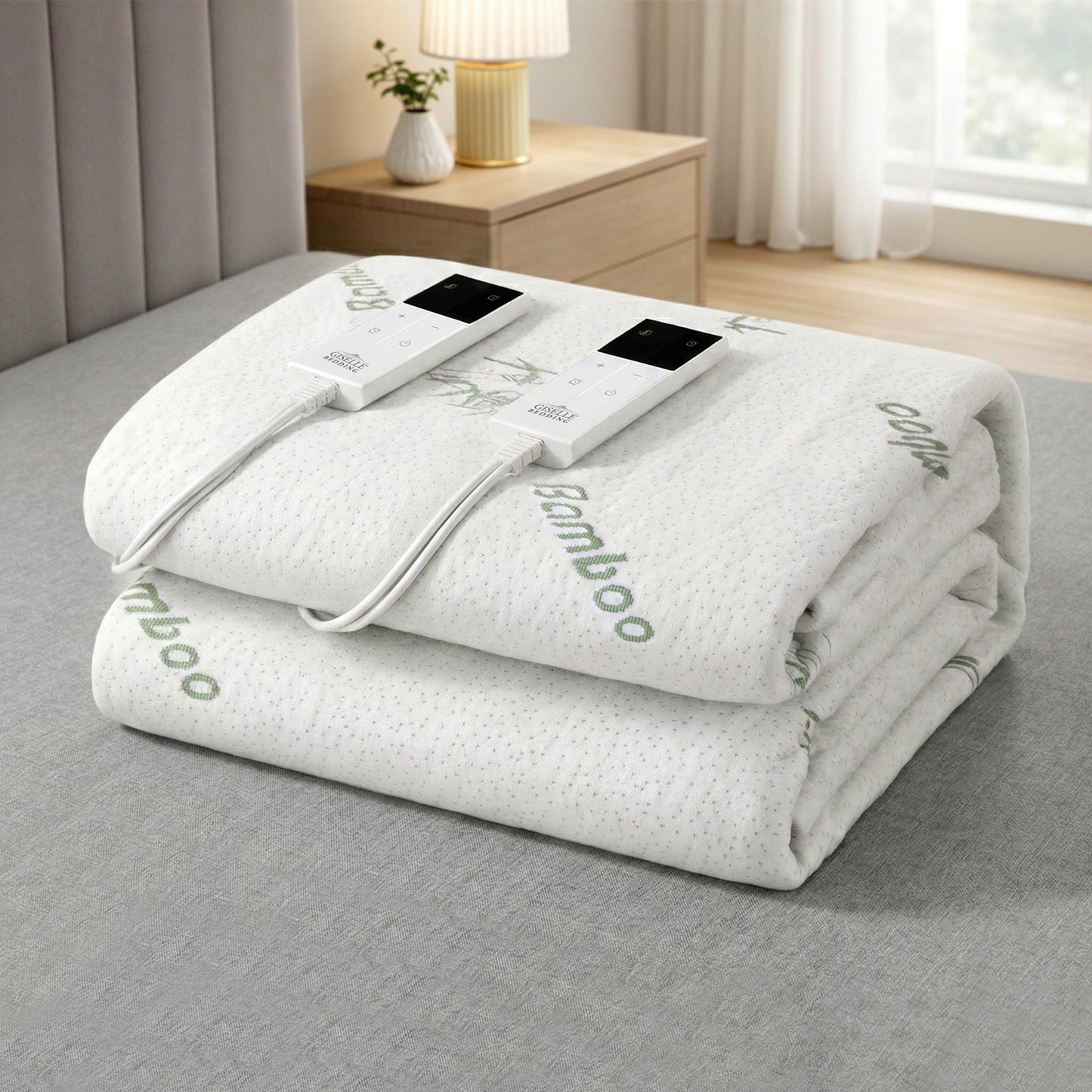 Giselle Electric Blanket Bamboo Fabric King Fitted Heated Pad Underlay Washable Winter