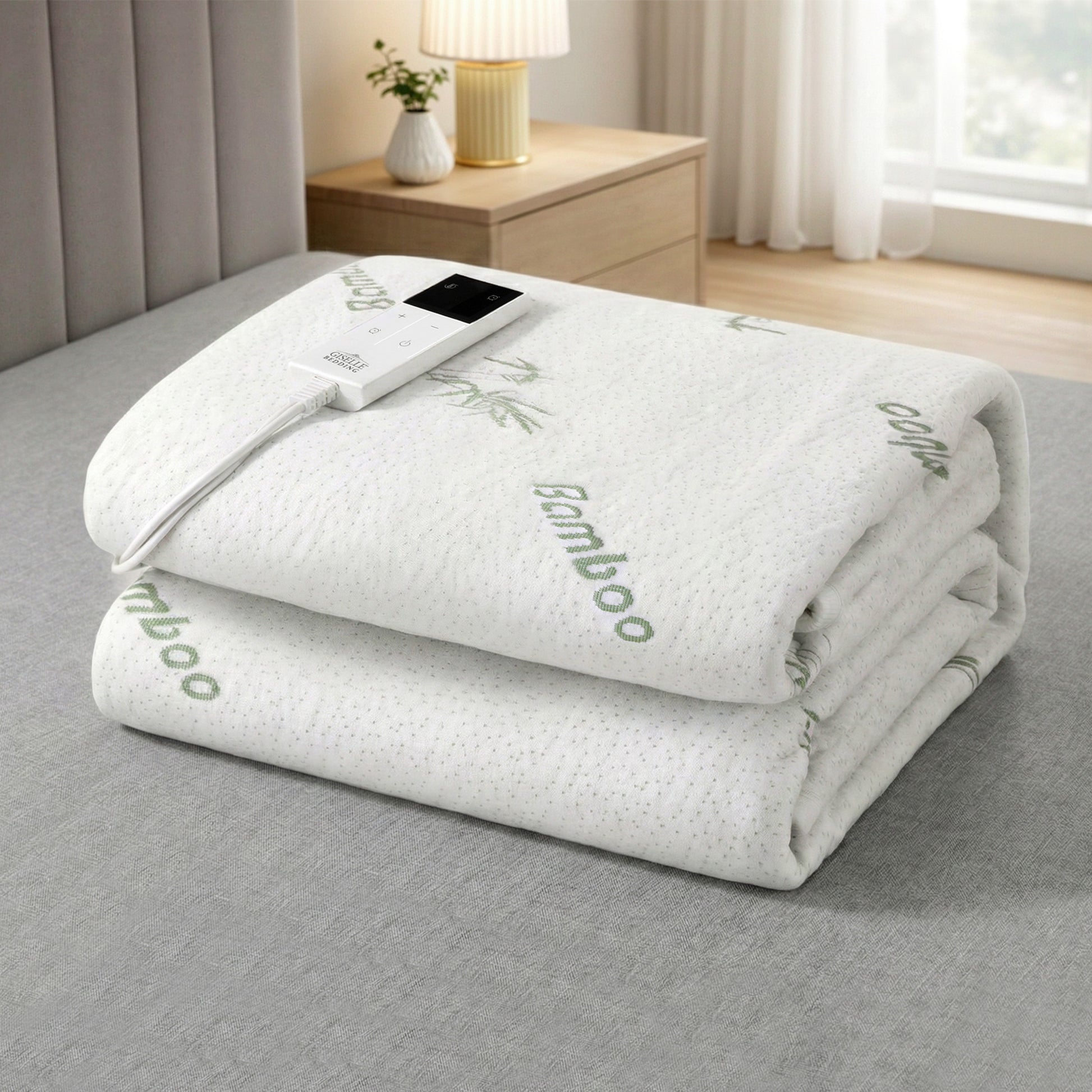 Giselle Electric Blanket Bamboo Fabric King Single Fitted Heated Pad Underlay Washable Winter