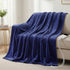 Giselle Electric Throw Rug Double Size 200x180cm Coral Fleece Heated Blanket Navy Blue