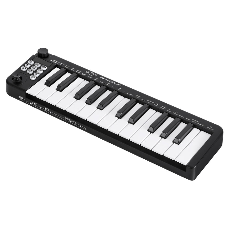 Alpha 25-Key MIDI Keyboard Controller Portable USB Laptop Black