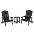 Gardeon Outdoor Table and Chairs HDPE Adirondack Beach Chair Sun Lounge Patio Furniture Garden Black