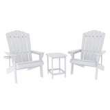 Gardeon Outdoor Table and Chairs HDPE Adirondack Beach Chair Sun Lounge Patio Furniture Garden White