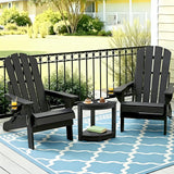 Gardeon Outdoor Table and Chairs HDPE Folding Adirondack Beach Chair Patio Furniture Black