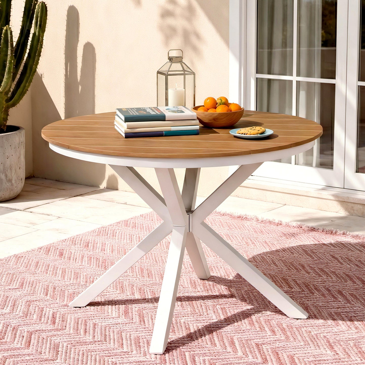 Gardeon Outdoor Dining Table 108CM Aluminum Frame WPC Top Desk Patio Furniture