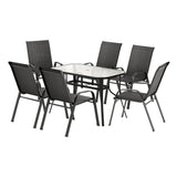 Gardeon 7PC Outdoor Dining Set Table and Chairs Patio Furniture Garden Bistro Set Black