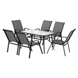 Gardeon 7PC Outdoor Dining Set Table and Chairs Patio Furniture Bistro Set Garden Grey