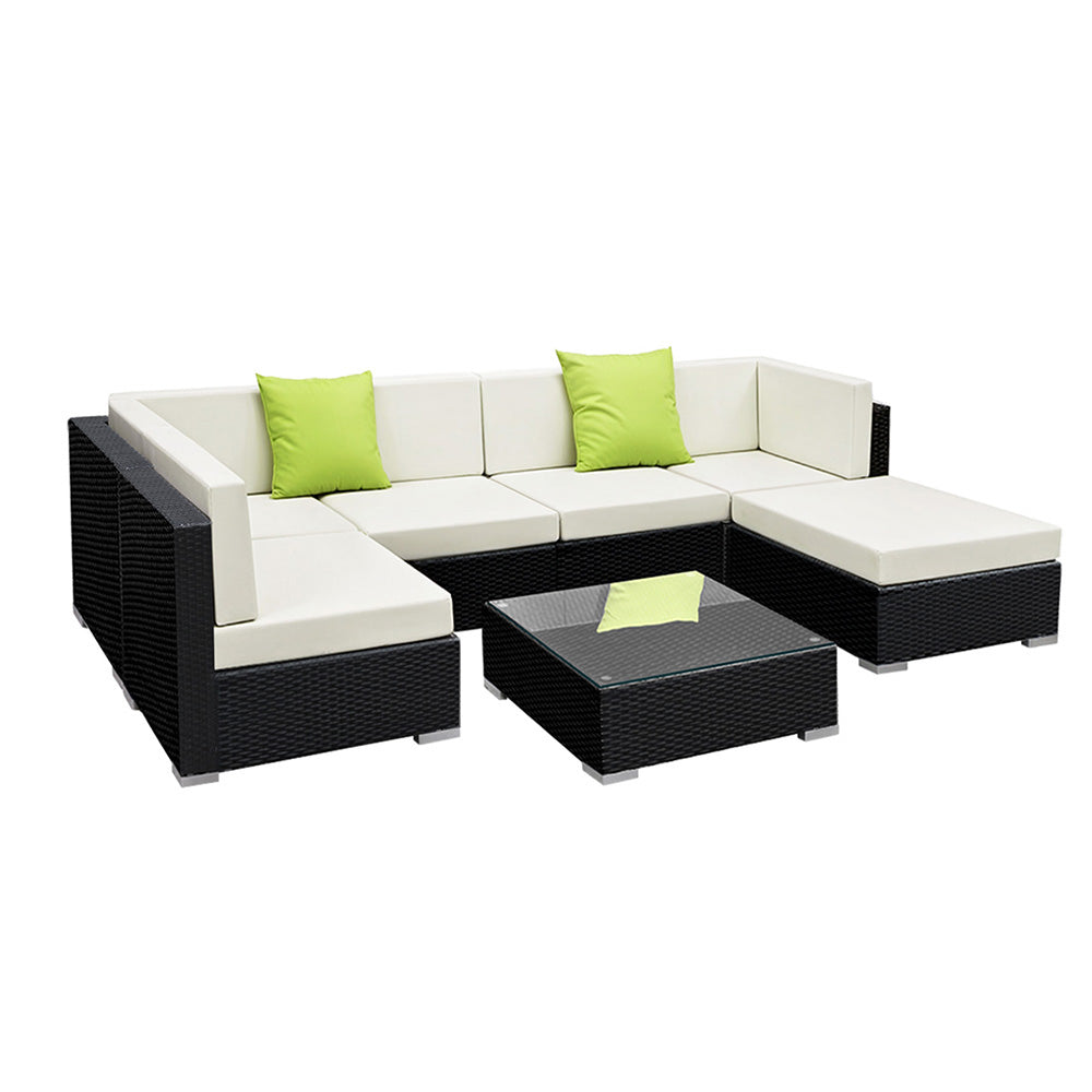 Gardeon 7-Piece Outdoor Sofa Set Wicker Couch Lounge Setting Cover