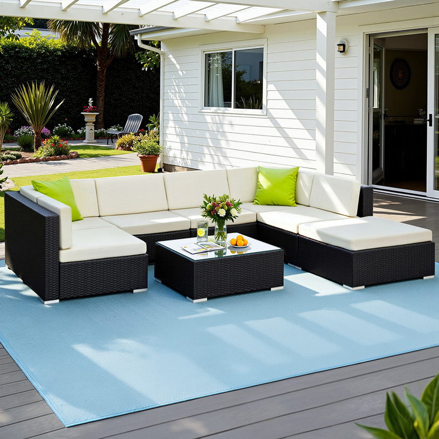 Gardeon 8-Piece Outdoor Sofa Set Wicker Couch Lounge Setting Cover