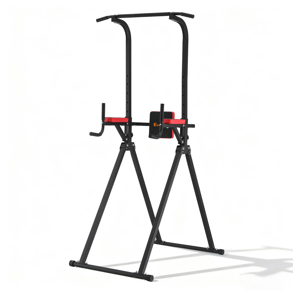 Everfit Chin Up Tower Pull Up Station Adjustable Dip Station Folding Home Gym Black