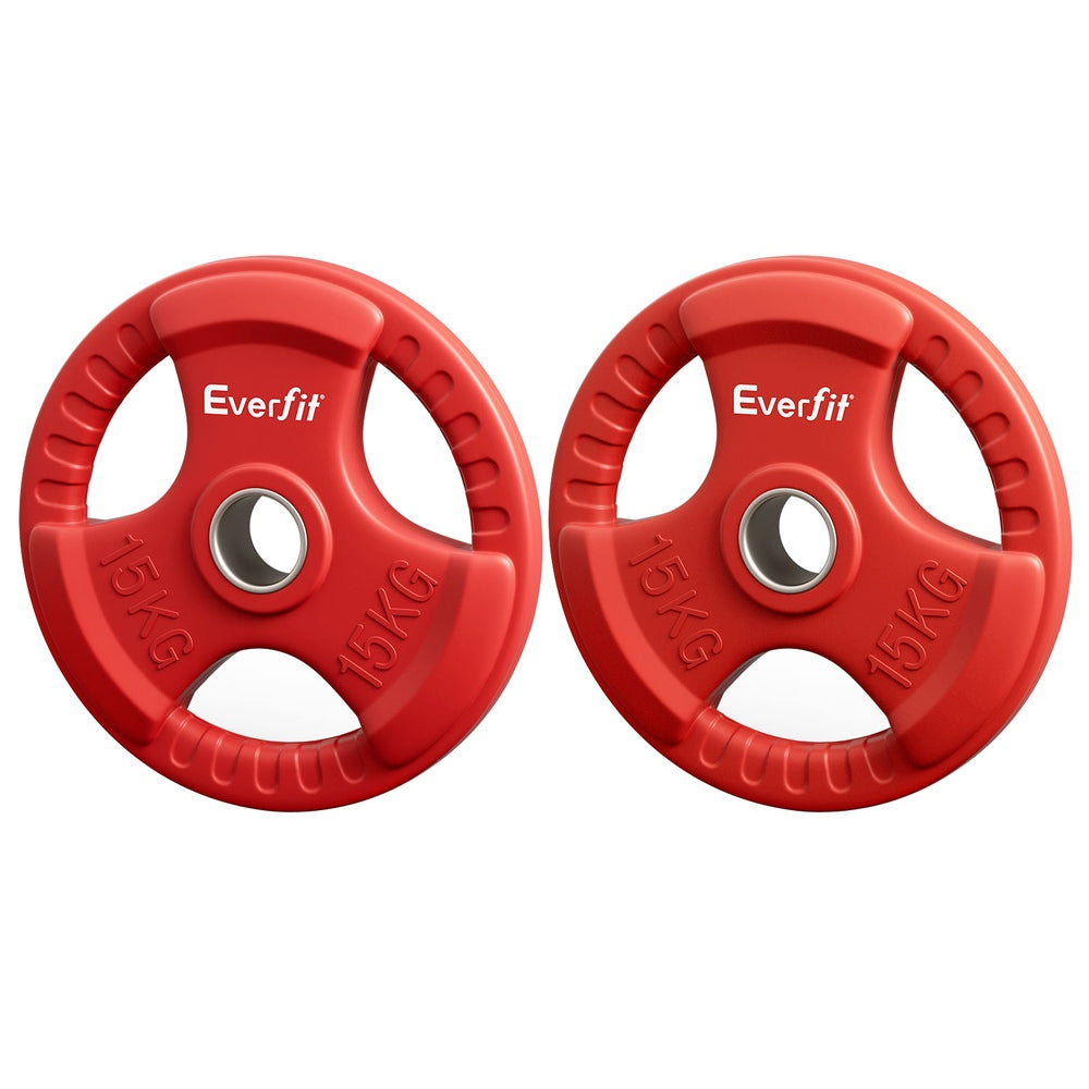 Everfit Weight Plates Olympic 15kgx2 Dumbbell Barbell Plate Weight Lifting Home Gym Red