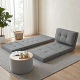 Artiss Recliner Adjustable Floor Chaise Lounge & Ottoman Foot Rest Grey Set