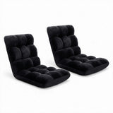 Artiss 2X Lounge Sofa Bed Flannel Fabric Black