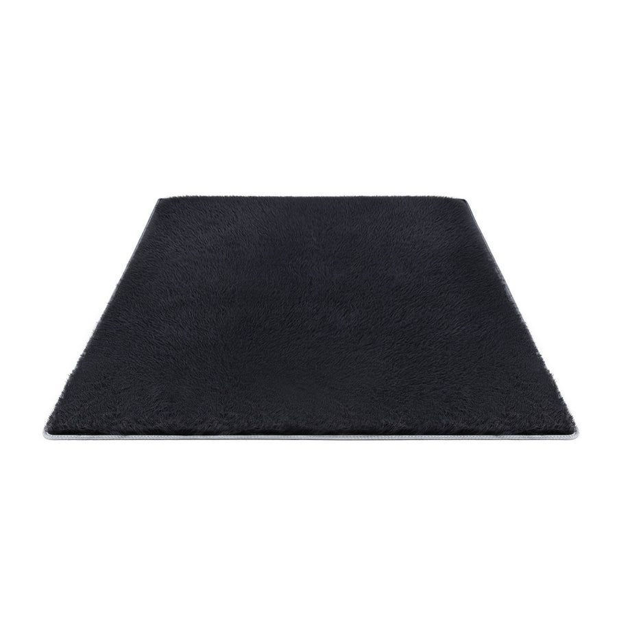 Artiss Floor Rug 140x200cm Plush Area Shaggy Rug Living Room Bedroom Carpet Black