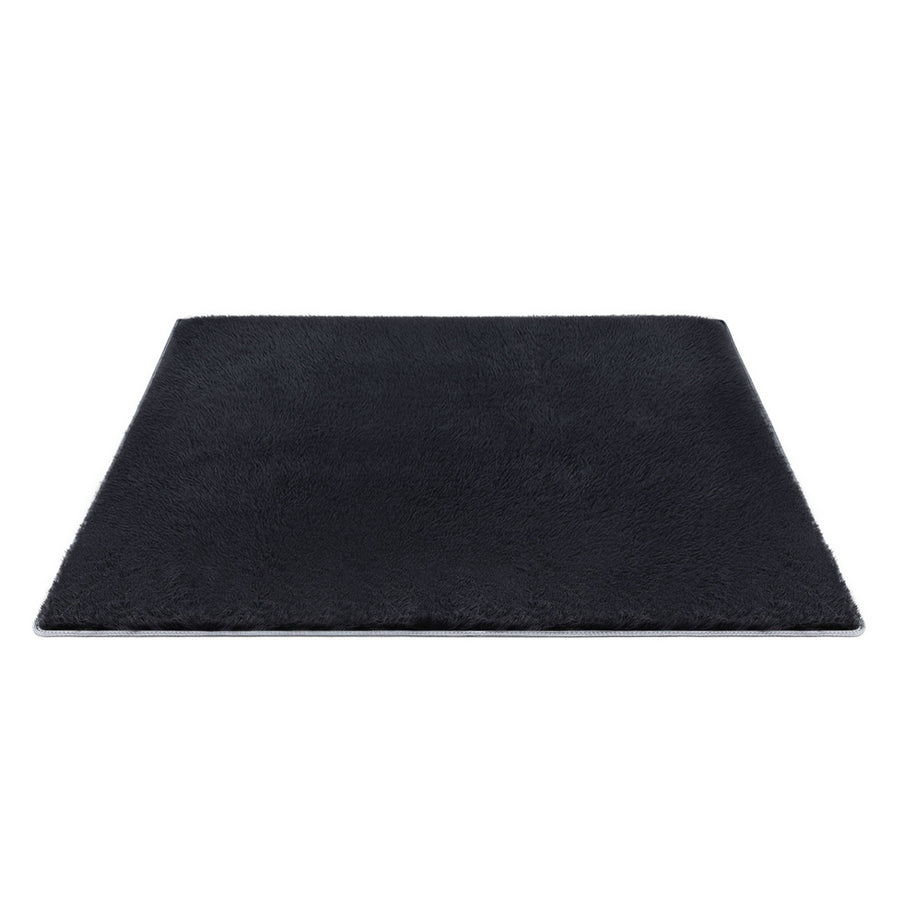 Artiss Floor Rug 200x230cm Plush Area Shaggy Rug Living Room Bedroom Carpet Black