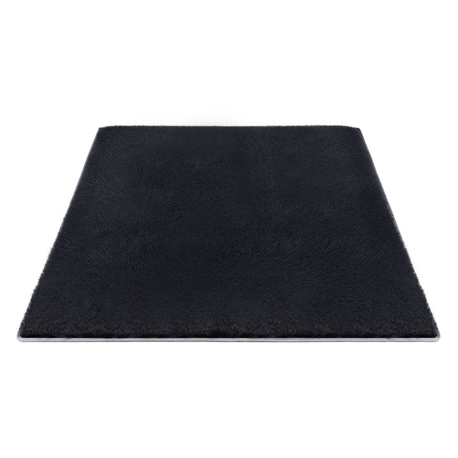 Artiss Floor Rug 200x290cm Plush Area Shaggy Rug Living Room Bedroom Carpet Black