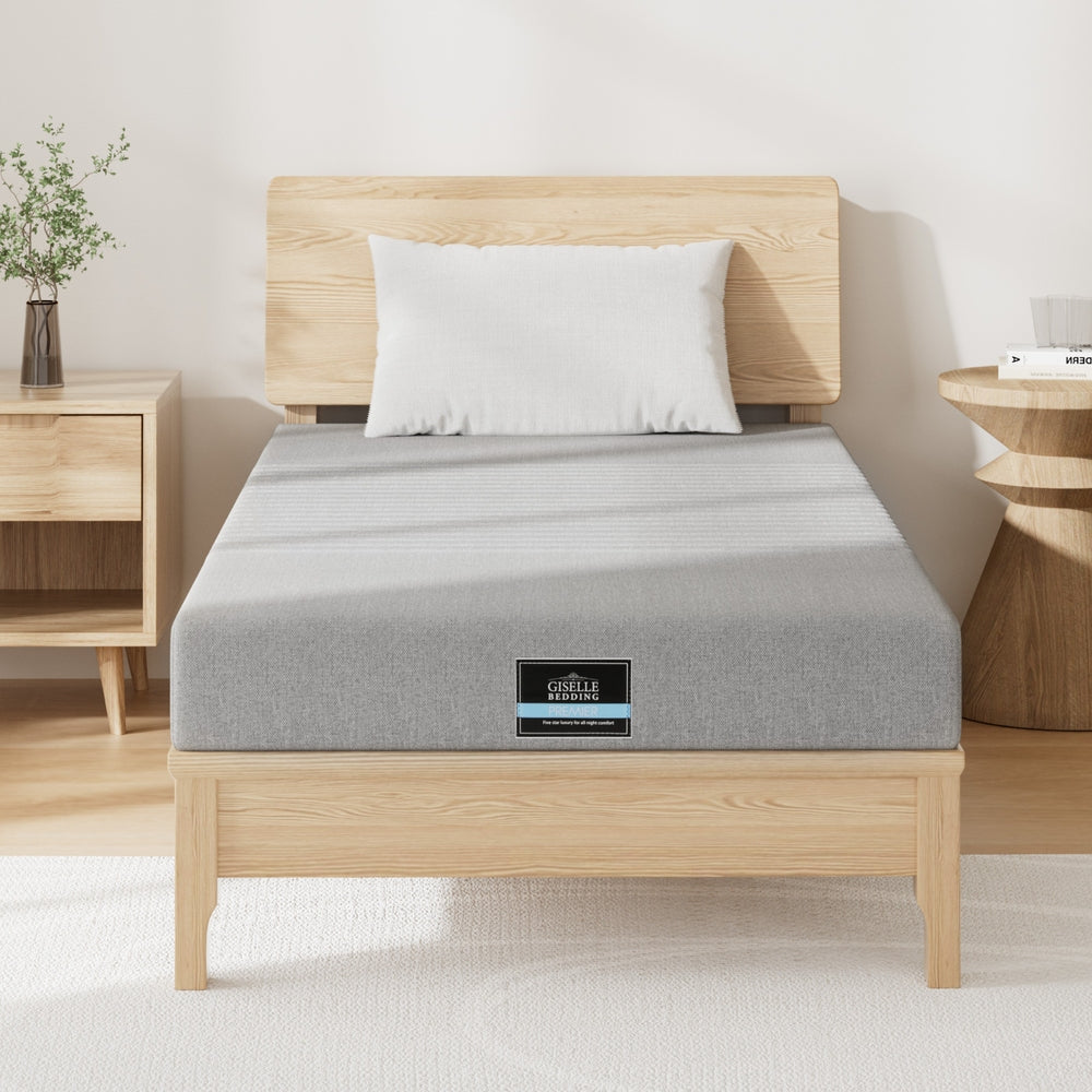 Giselle Bedding Cool Gel Memory Foam Mattress Charcoal 7-Zone Washable Bamboo Cover 15cm King Single