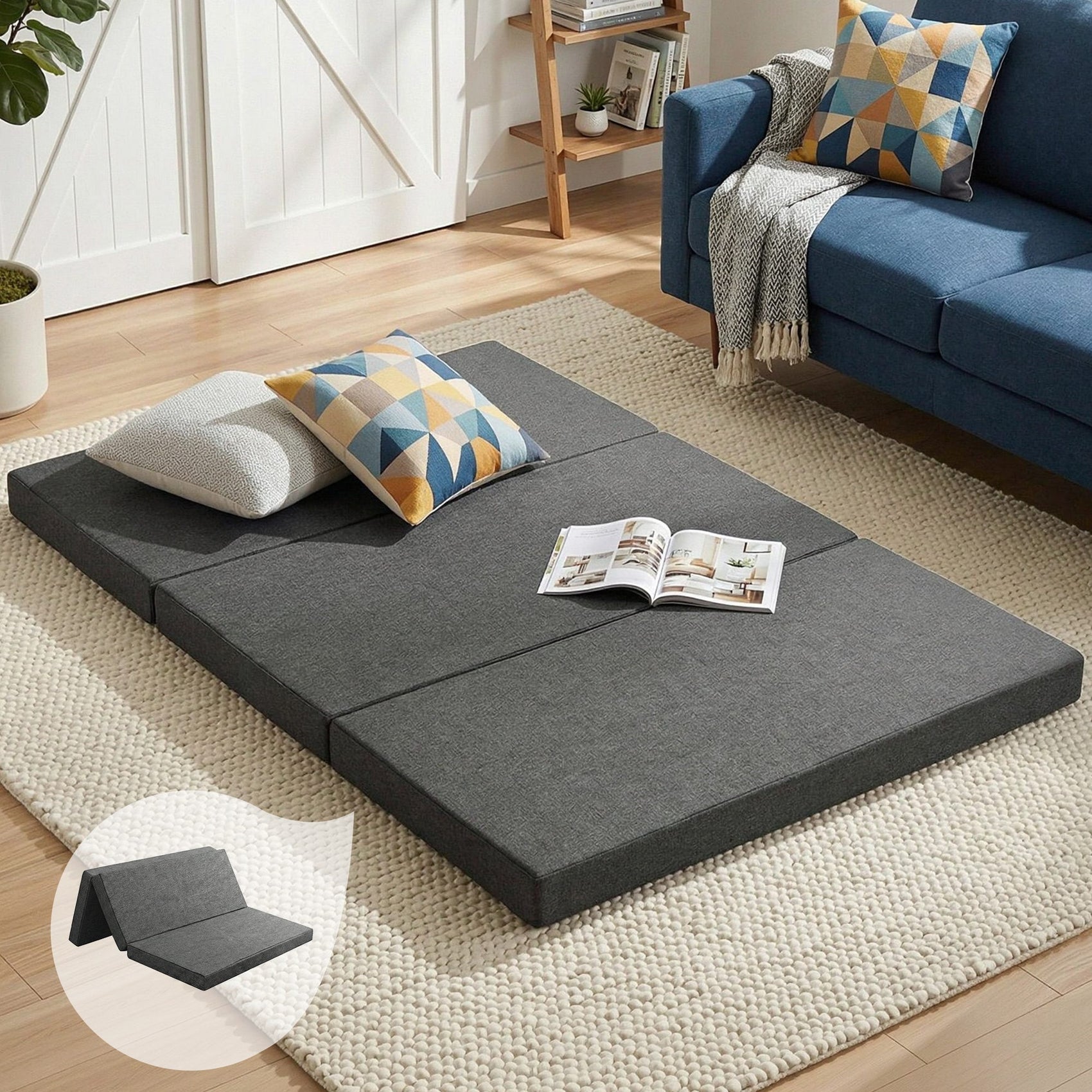 Giselle Bedding Foldable Mattress Folding Foam Double Grey
