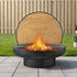 Grillz Fire Pit Table with Lid Deep Fire Bowl Wood Burning BBQ Grill for Backyard Camping Patio Picnic