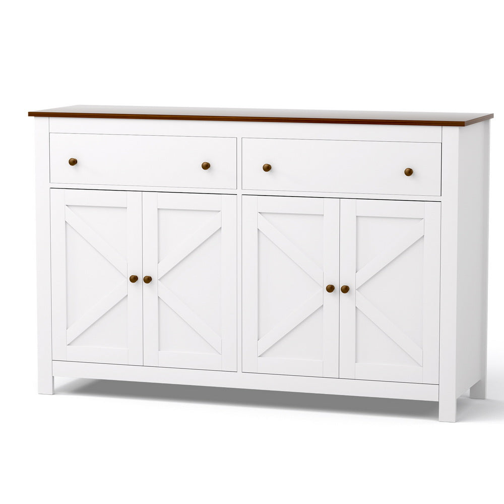 Artiss Buffet Sideboard Storage Cabinet Kitchen Cupboard 2 Drawers 140CM White