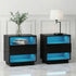 Artiss 2x Bedside Table LED with 2 Shelves - HANA Black