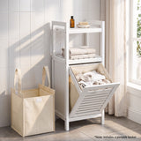 Artiss Bathroom Storage Cabinet Tilt Out Laundry Hamper Tall Organiser White