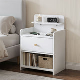 Artiss Bedside Table Drawer Charging Station White