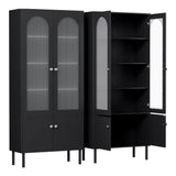 Artiss 2x Buffet Sideboard Cabinet Pantry 5-Tier Storage Cupboard Fluted Black