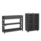 Artiss Shoe Rack Cabinet & Console Table Set Storage Shelf Black