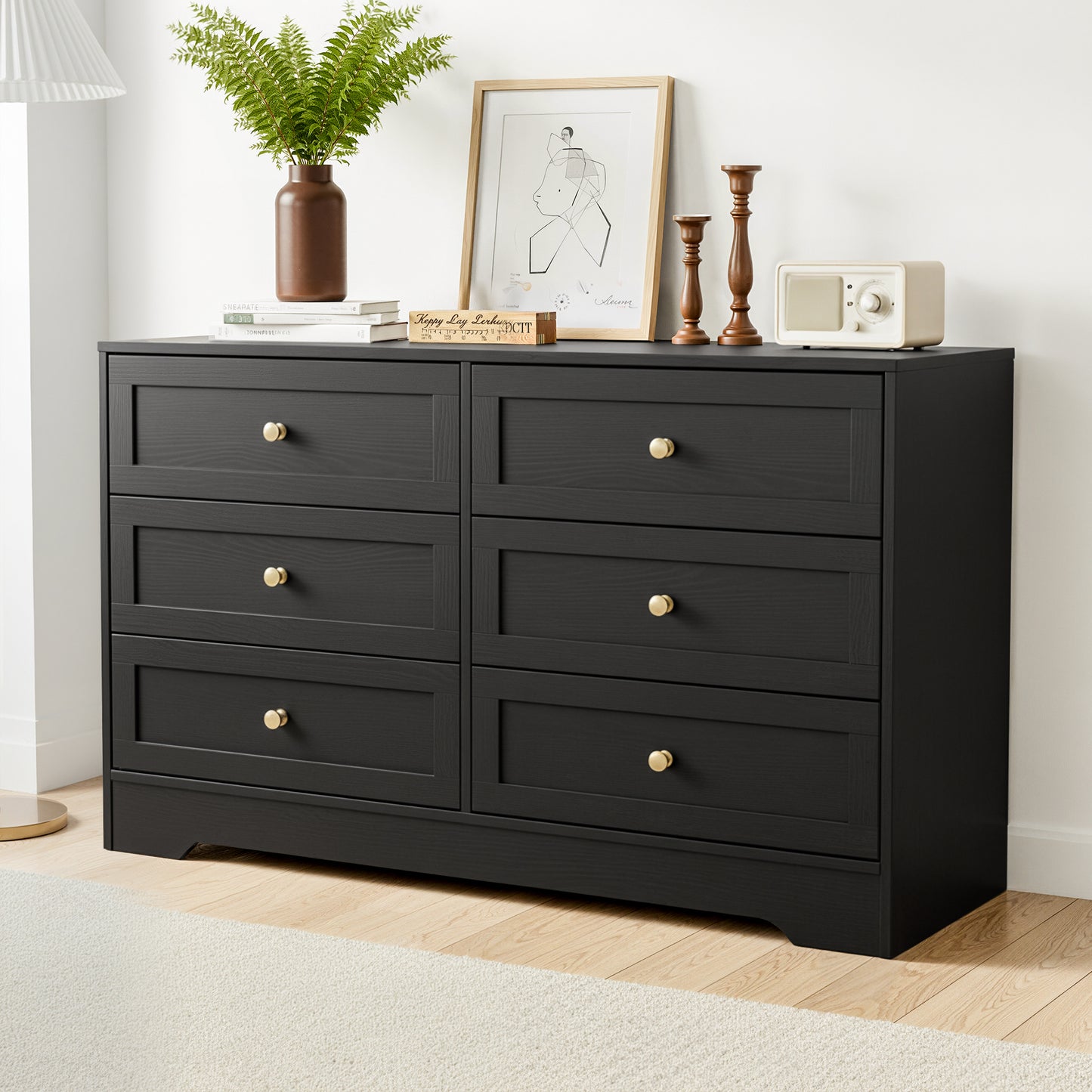 Artiss 6 Chest of Drawers Tallboy Cabinet - LEIF Black