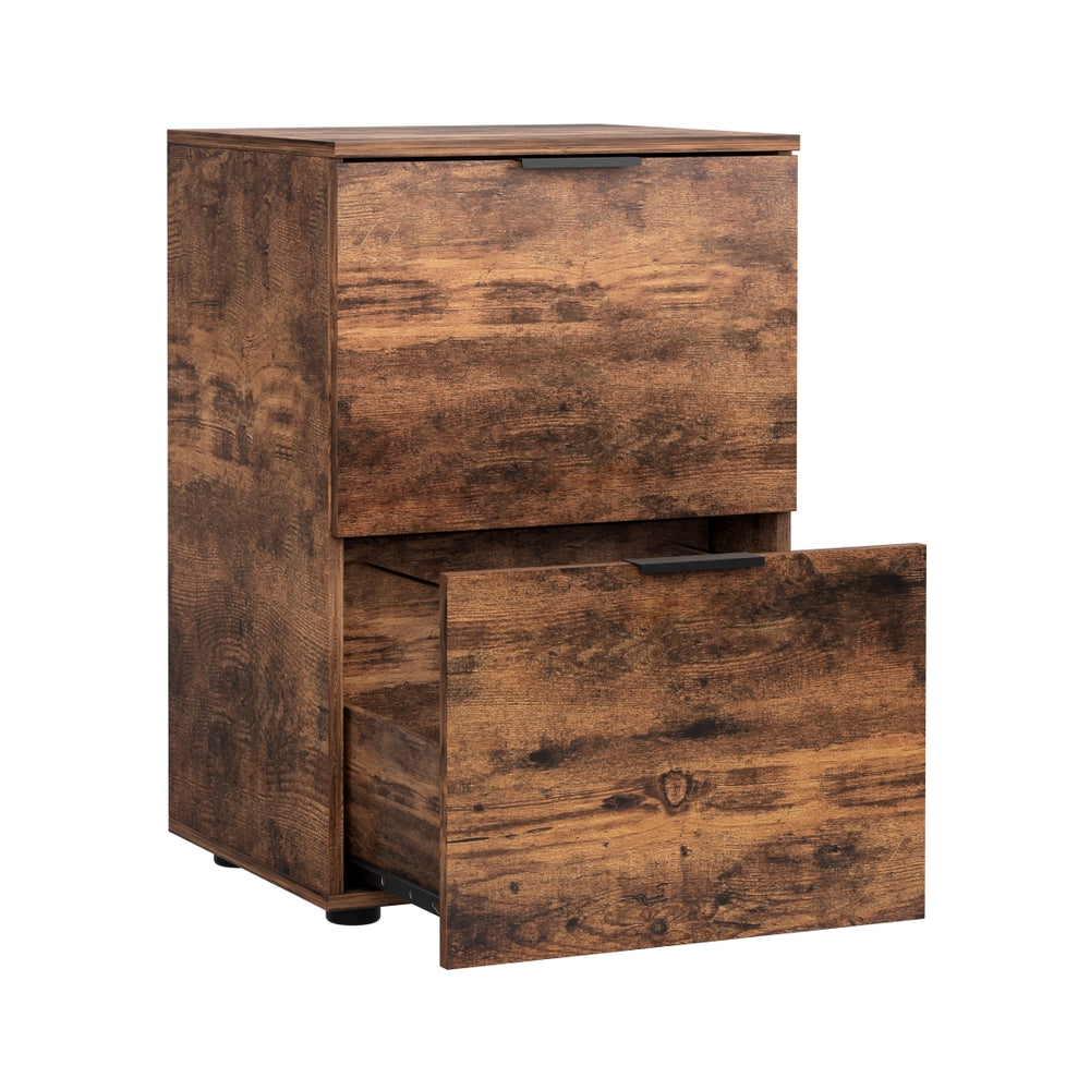 Artiss Filing Cabinet Files Storage Office Shelves File Organiser Rustic Brown 2 Drawer