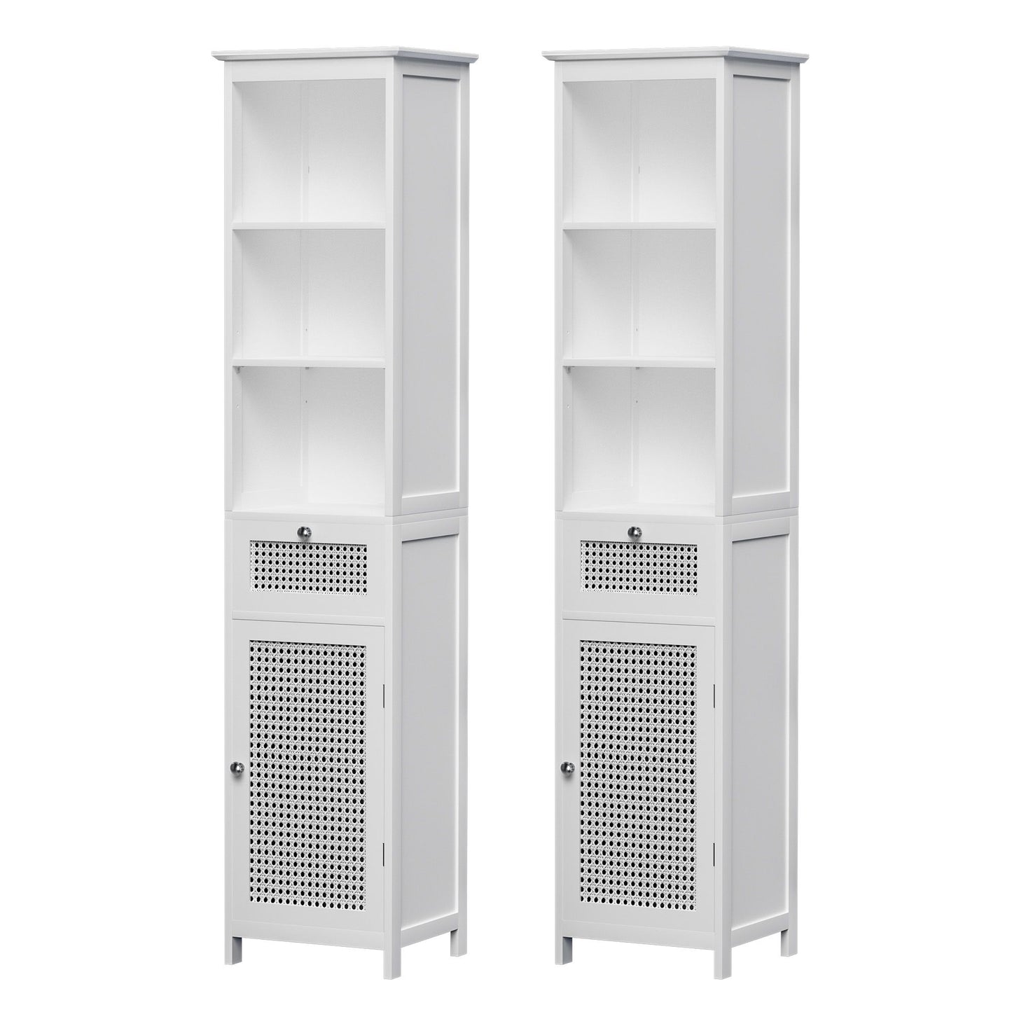 Artiss Bathroom Cabinet Storage X2 White Rattan 161cm 