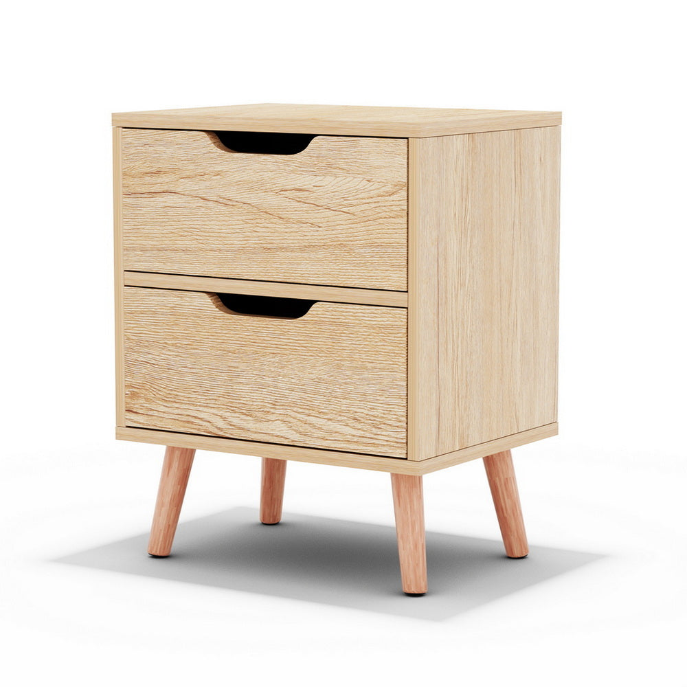 Artiss Bedside Table 2 Drawers Nightstand - BODEN Pine