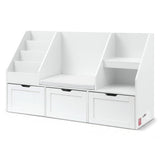 Keezi Kids Bookshelf Storage Organiser Toy Box Drawer Bench Seat Cabinet White