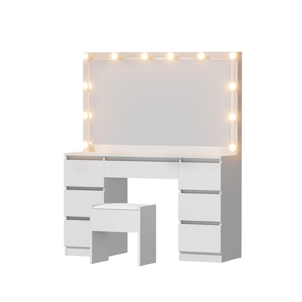 Artiss Dressing Table Vanity Desk Set Stool 12 Led Bulbs White