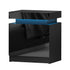 Artiss Bedside Table LED 2 Drawers Lift-up Storage - COLEY Black