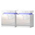 Artiss 2X Bedside Table LED 2 Drawers Lift-up Storage - COLEY White
