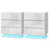 Artiss 2x Bedside Table LED 3 Drawers - MORI White