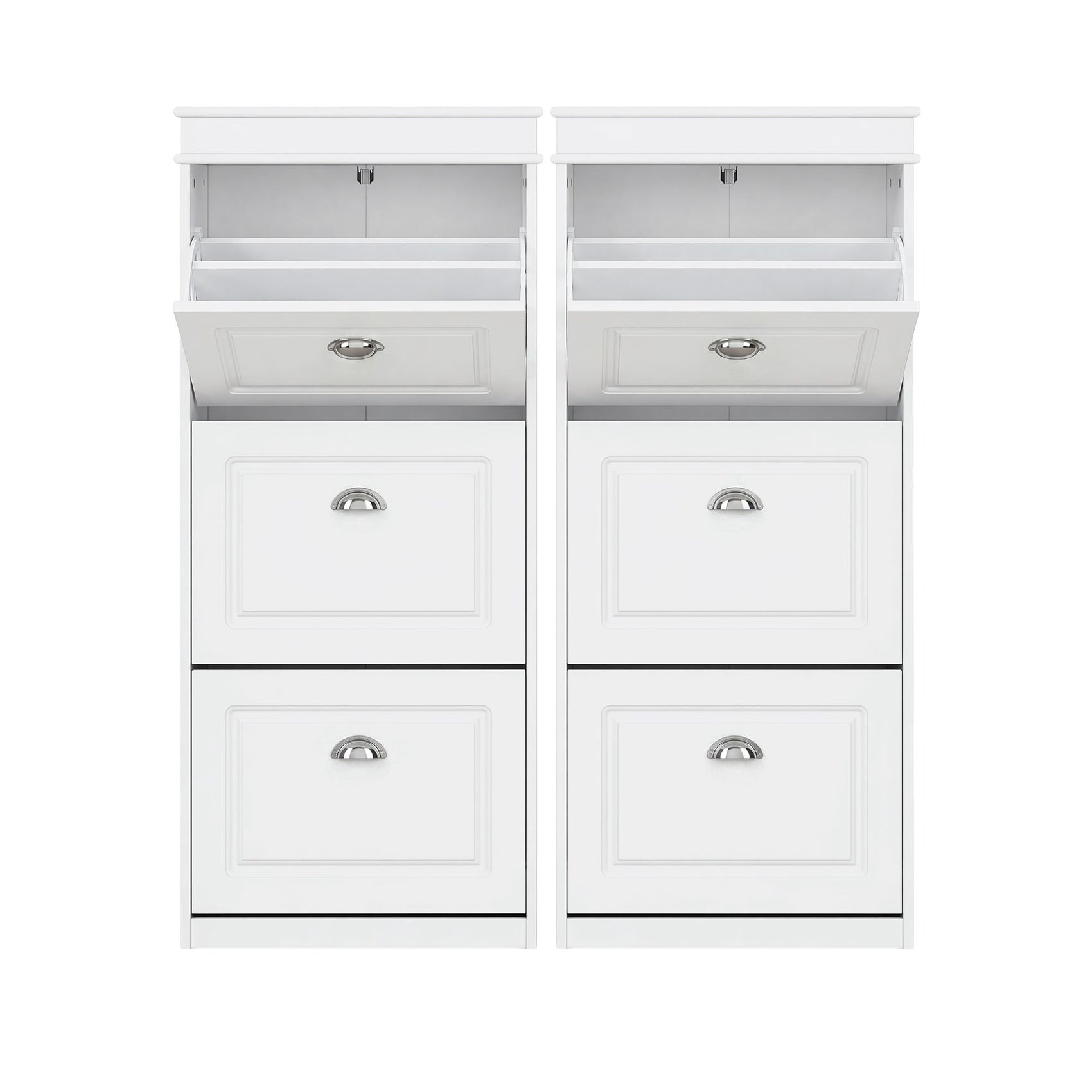 Artiss 2x Shoe Cabinet Storage Organiser 3 Flip Drawer White