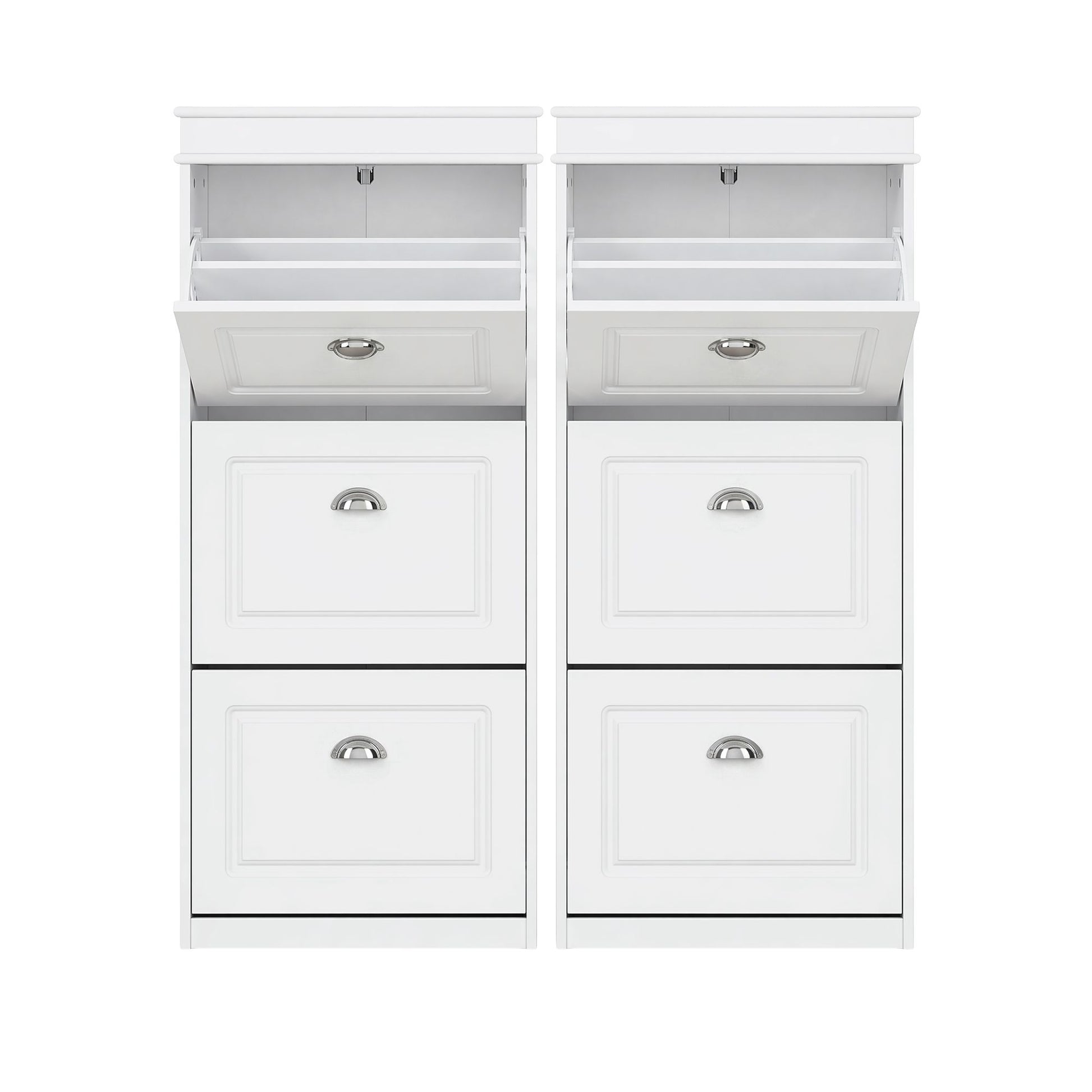 Artiss 2x Shoe Cabinet Storage Organiser 3 Flip Drawer White