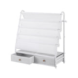 Keezi Kids Bookshelf Metal Storage Rack Toy Organiser Display Shelf Drawer White