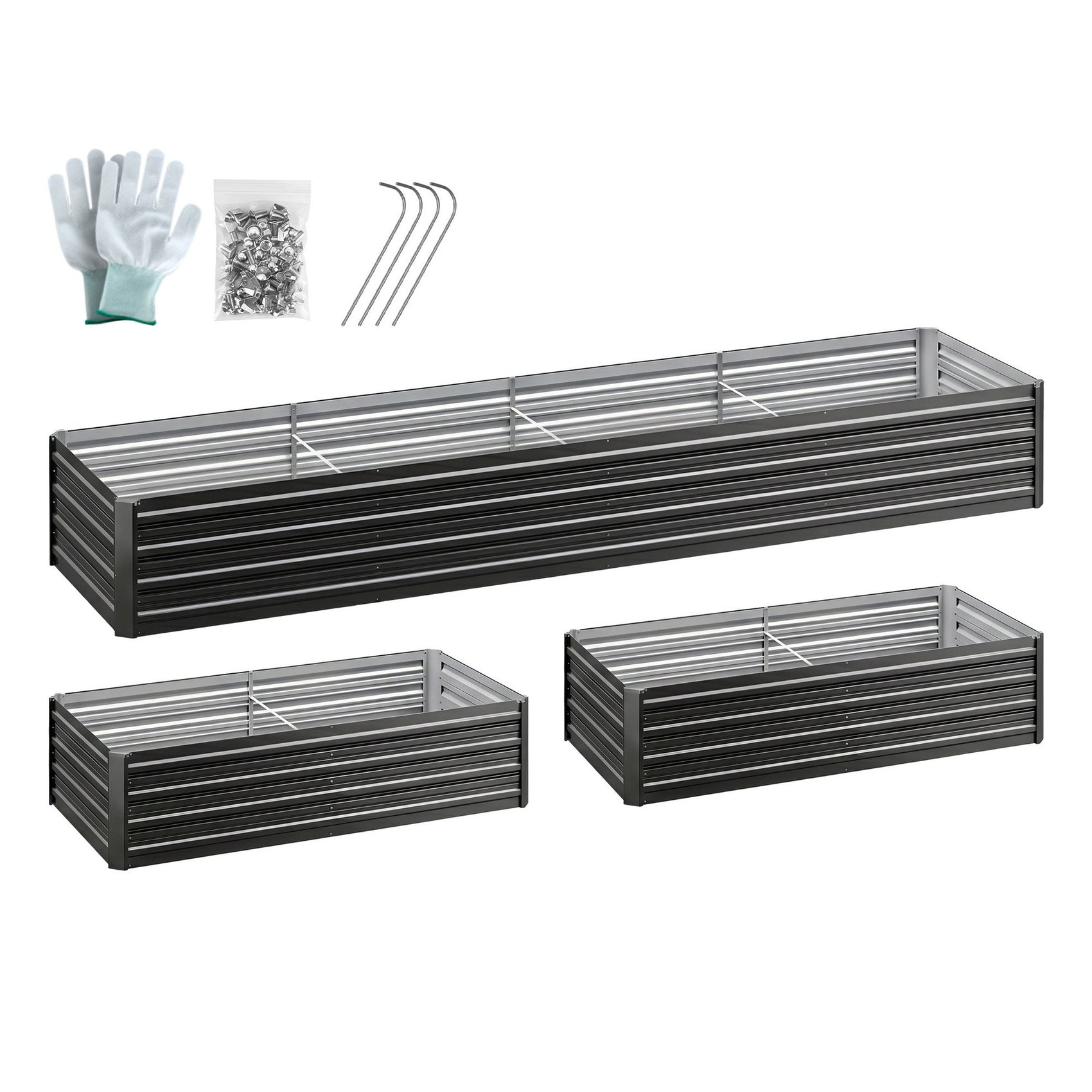 Green Fingers 2-in-1 Raised Garden Bed Kit Ergonomic 45cm Professional Depth 320cm Large Metal Planter Box | Easier Access Veggie Patch | Rust-Proof Galvanised Steel with Safe Rounded Corners & Gloves