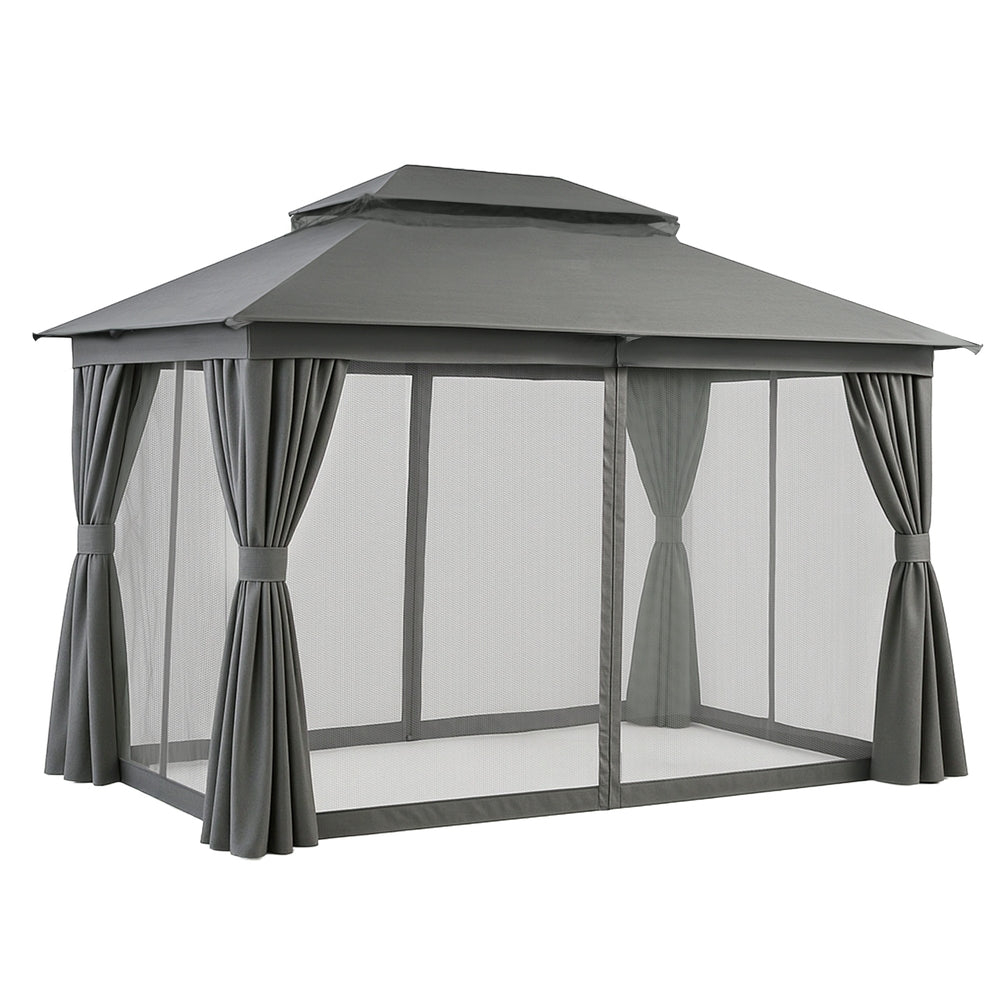 Instahut Gazebo 3x4m Canopy Outdoor Steel Frame Patio Tent Curtains Marquee Grey