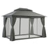 Instahut Gazebo 3x4m Canopy Outdoor Steel Frame Patio Tent Curtains Marquee Grey